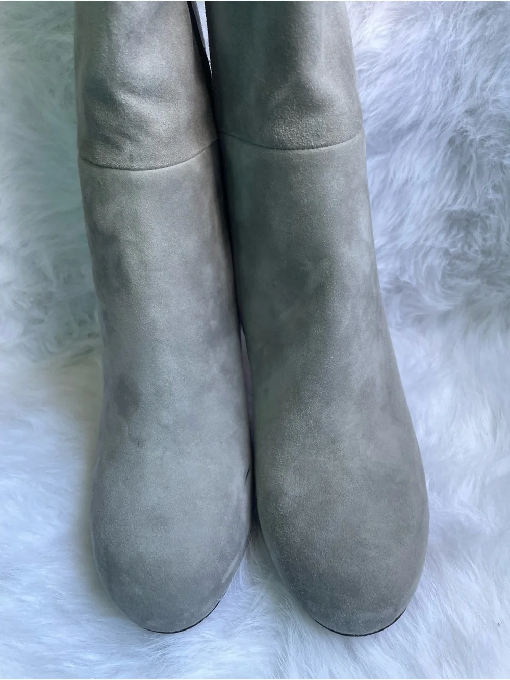 Gucci Light Taupe Suede Over-the-Knee Boots with Gold Zip